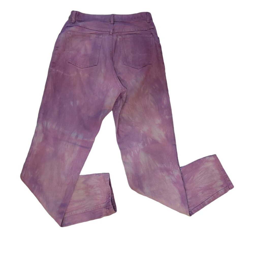 Vintage Wrangler Women's 12x34 Pink Tie Dye Jeans MSR01 TR Straight Fit Cotton - Picture 2 of 7